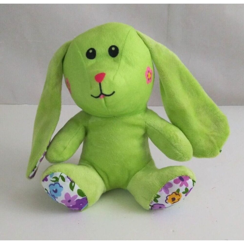 A&A Global Green Floral Ear 7" Plush Bunny Rabbit